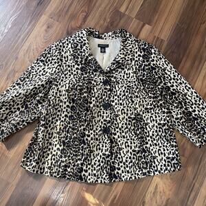 Ingredients Women's 2X Leopard Print Jacket Coat Gold Brown